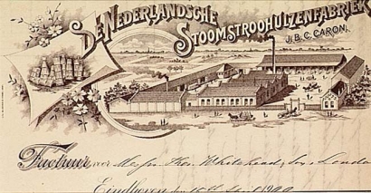 De Nederlandsche Stoomstroohulzenfabriek van J.B.C. Caron. Afbeelding uit 1909.